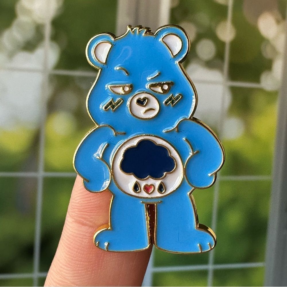 Grumpy Bear Blue Enamel Pin/ Brooch